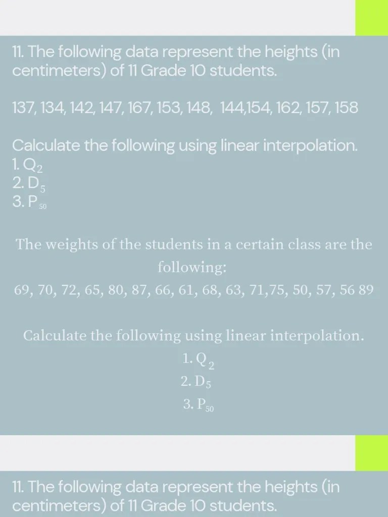 Measure of Position For Ungrouped Data Using Linear Interpolation PDF