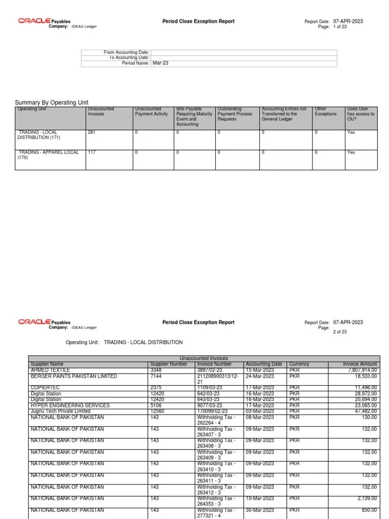 Period_Close_Exceptions_Report_070423 PDF Accounts Payable