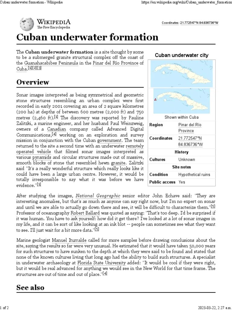 Cuban Underwater Formation Wikipedia PDF