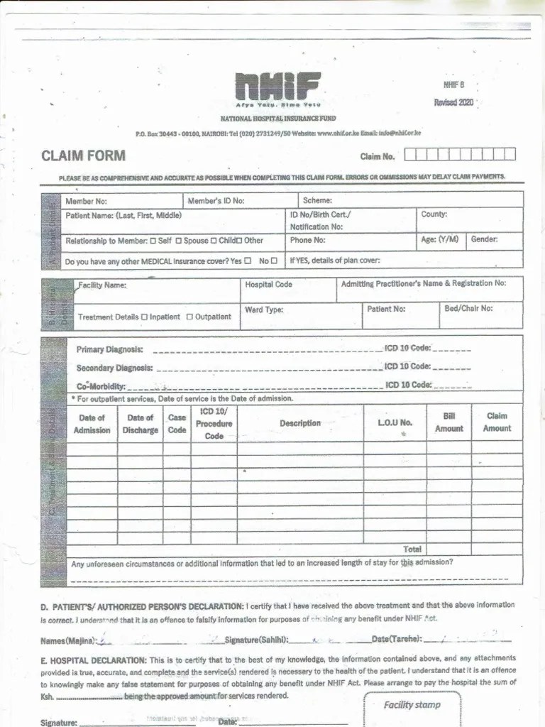 NHIF CLAIM FORM PDF