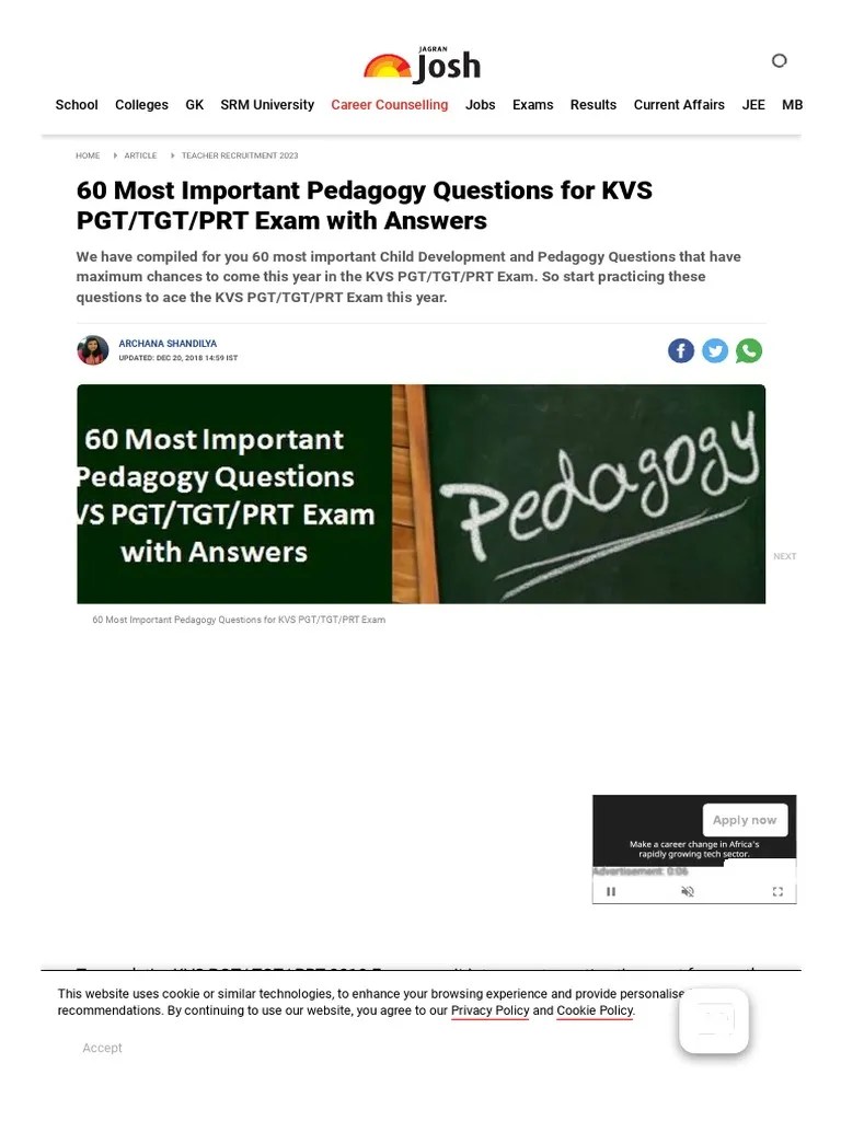 Most Important Pedagogy Questions For KVS PGT - TGT - PRT Exam 