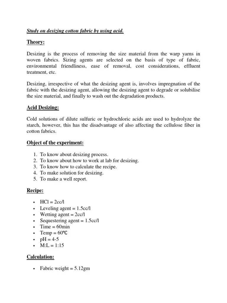 Study On Desizing Cotton Fabric by Using Acid1 PDF