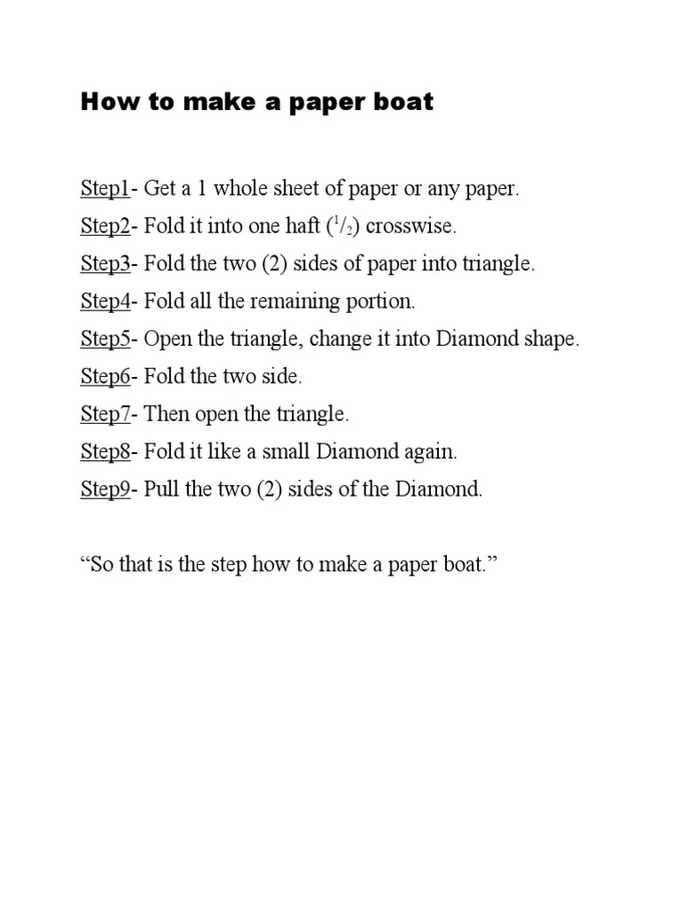 How To Make A Paper Boat PDF