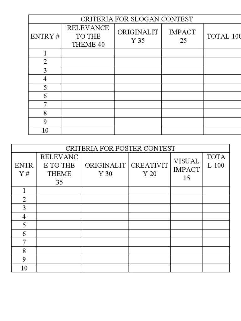 Criteria For Slogan Contest PDF