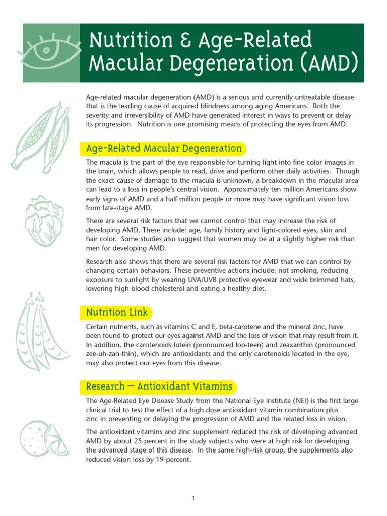 Nutrition and AgeRelated Macular Degeneration PDF Food And Drink
