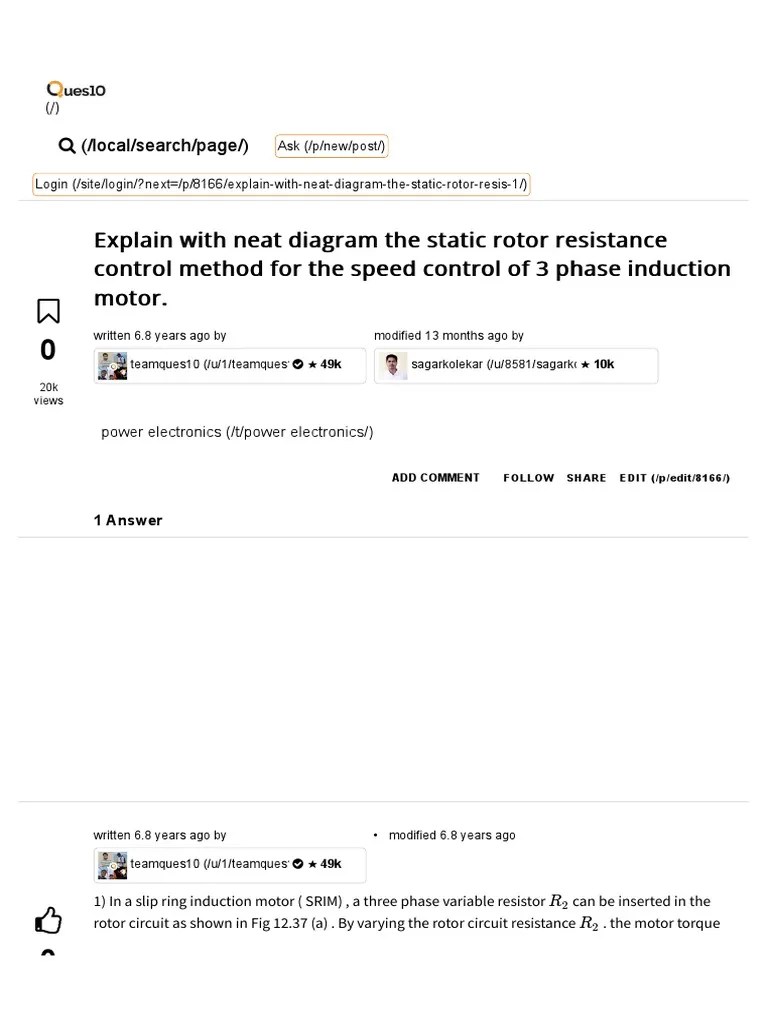Explain With Neat Diagram The Static Rotor Resistance Control Method