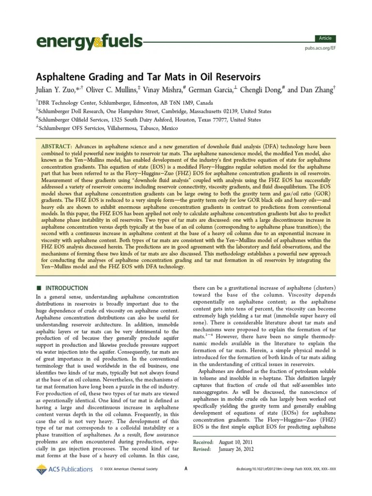 Asphaltene Grading and Tar Mats in Oil R PDF Petroleum Petroleum