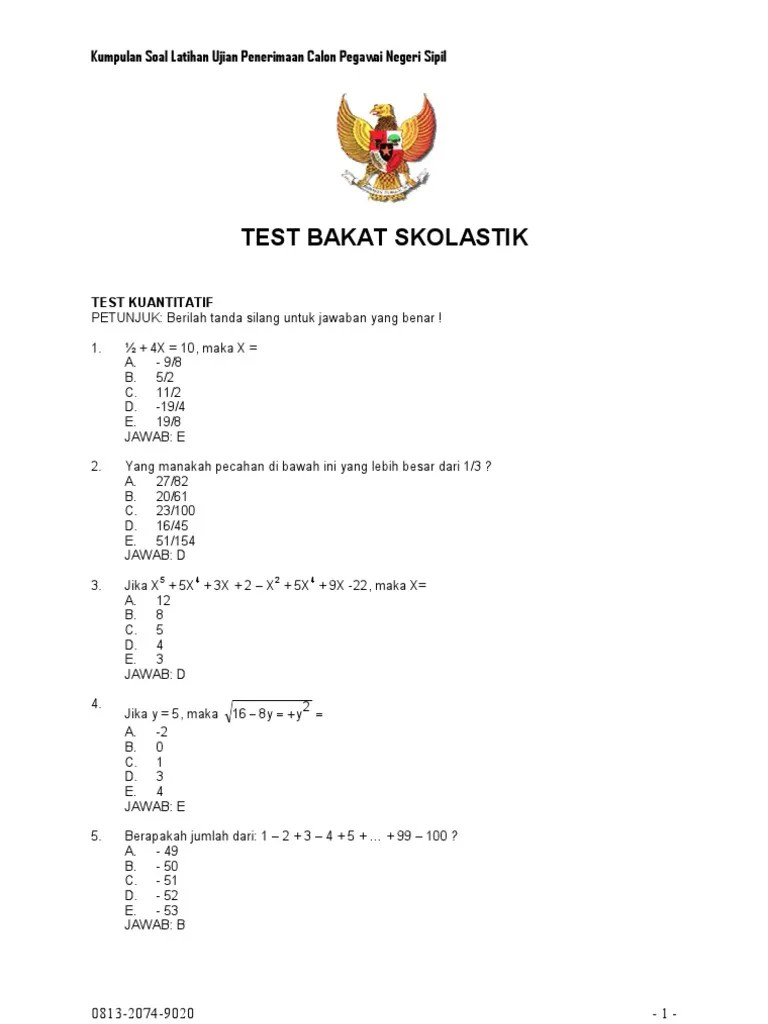 CONTOH SOAL TES SKOLASTIK PDF