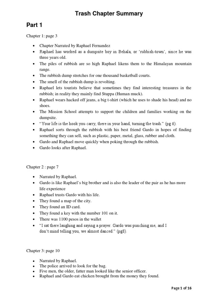 Trash Chapter Summary Full Raphael Crimes