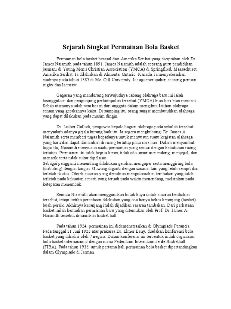 Sejarah Singkat Permainan Bola Basket | PDF