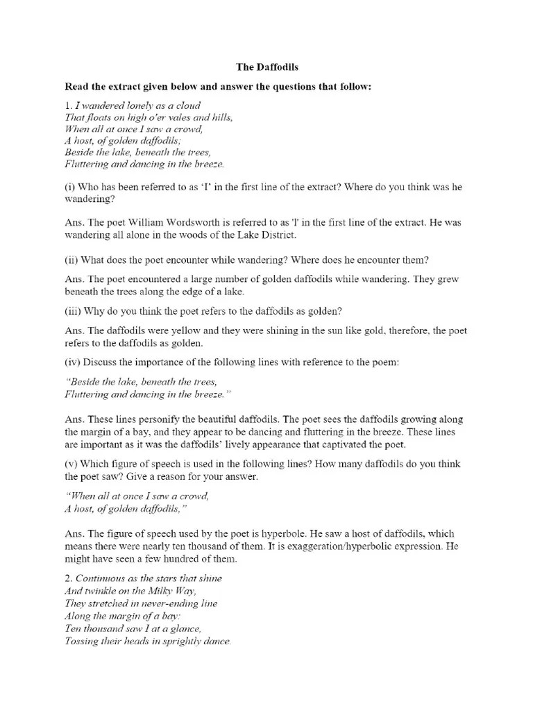 Daffodils Notes PDF