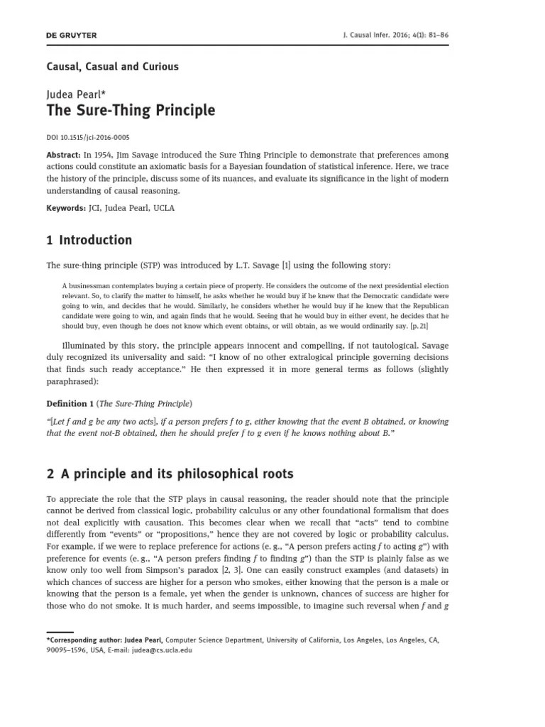 The SureThing Principle PDF Axiom Science