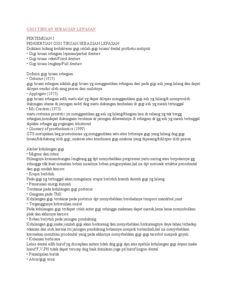 Gigi Tiruan Sebagian Lepasan