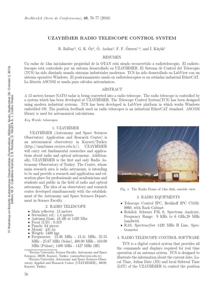 Uzaybimer Radio Telescope Control System PDF