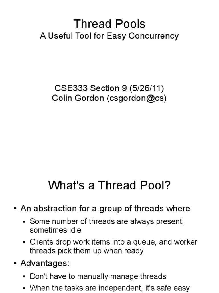 Thread Pools A Useful Tool For Easy Concurrency PDF