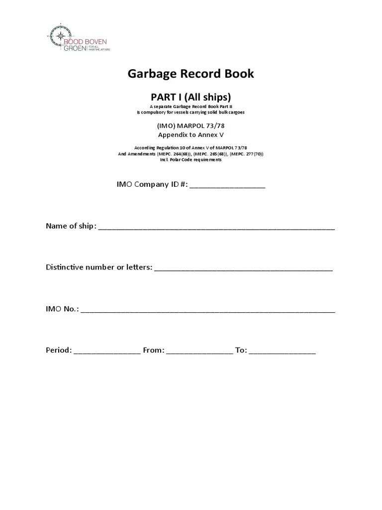 Garbage Record Book Part I PDF