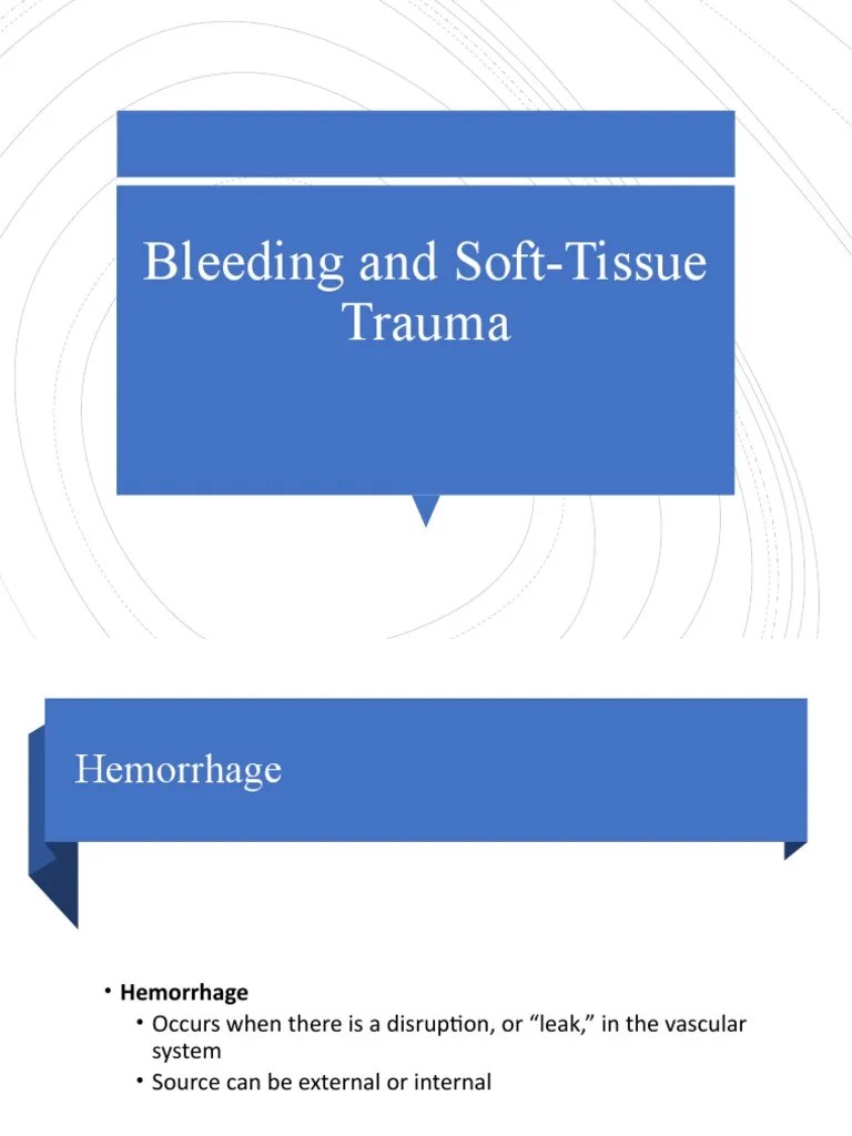 Bleeding and SoftTissue Trauma PDF Coagulation Injury