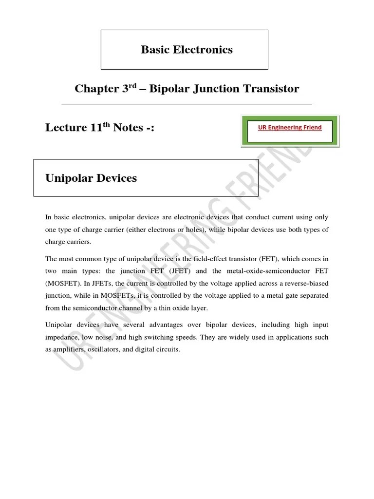 BEC Notes Lecture 11 by Ur Engineering Friend Download Free PDF