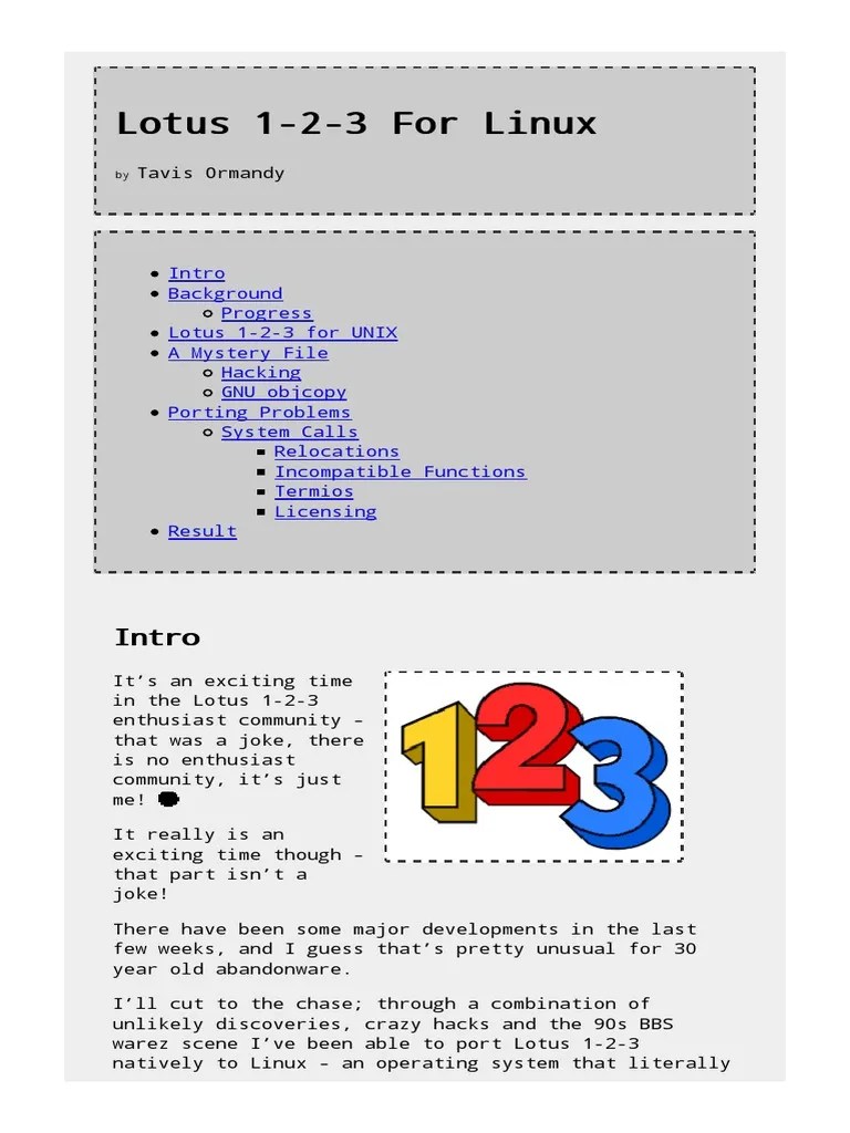 Lotus 123 For Linux PDF Floppy Disk Linux