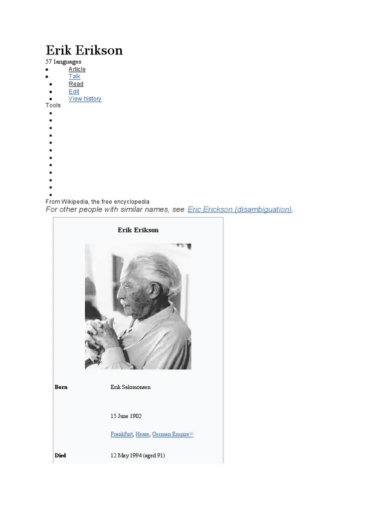 Erik Erikson PDF Psychology Human Development