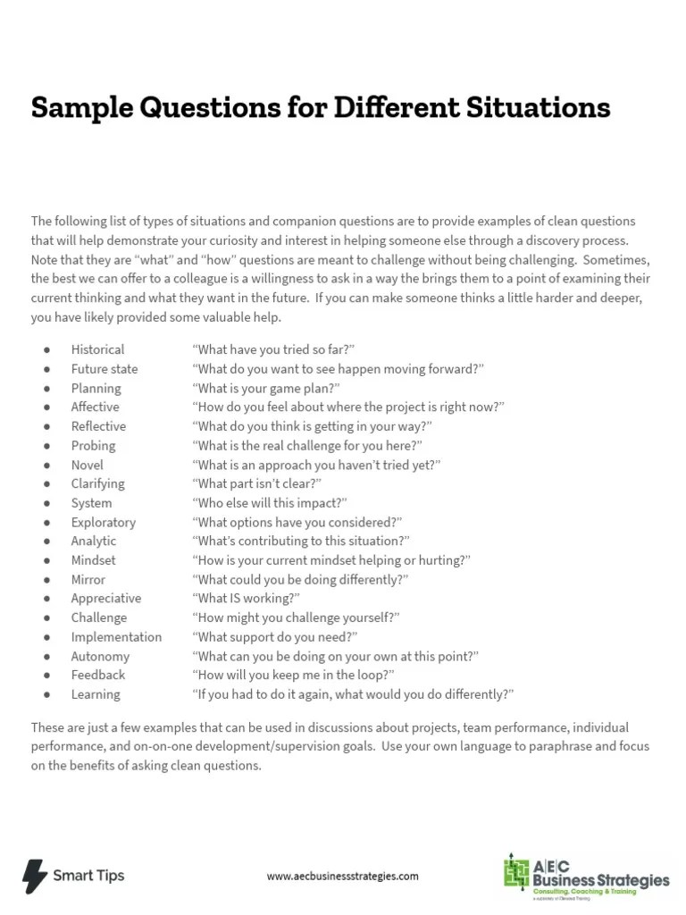 Sample Clean Questions PDF