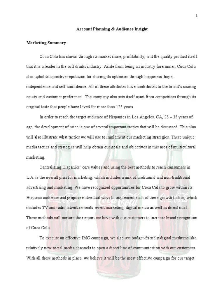 Account Planning Coca Cola Target Audience