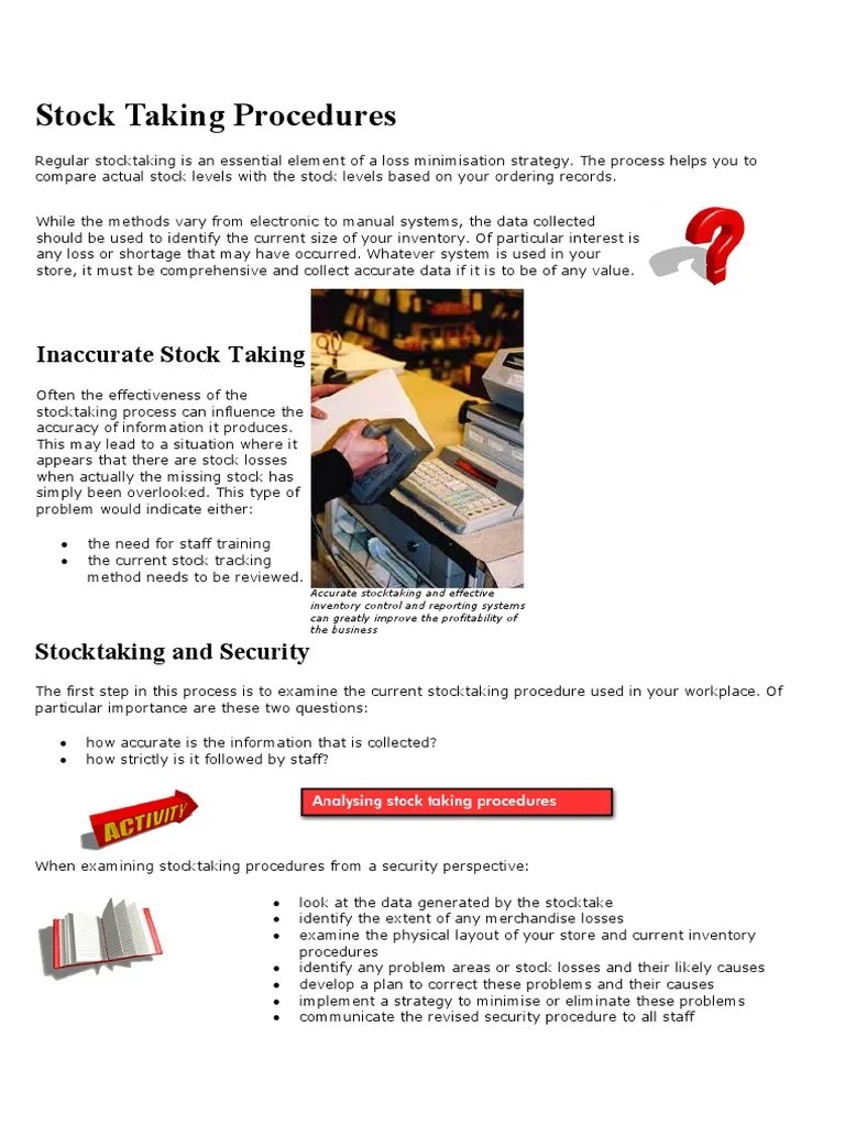 Stock Taking Procedures PDF