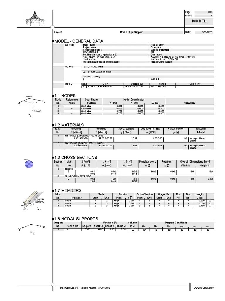 Pipe Support_Calculation Report PDF Young's Modulus Mechanics