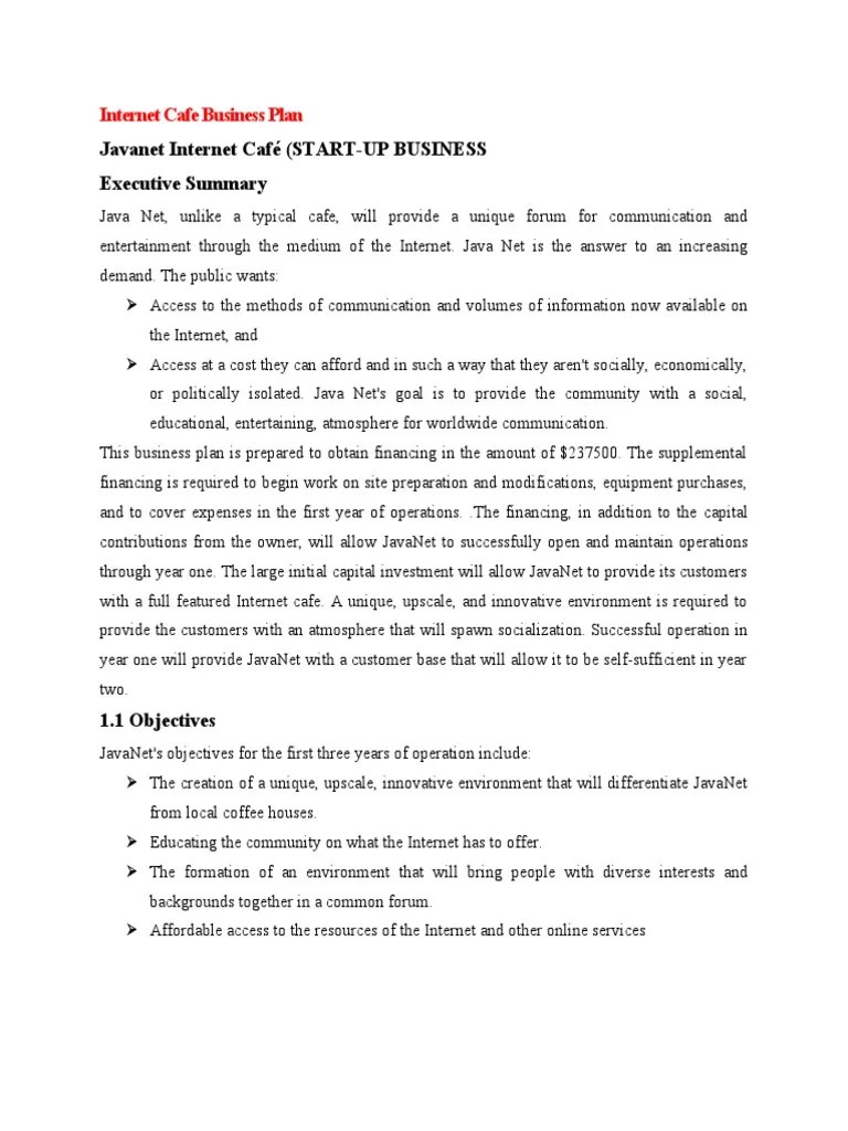 Cafe Business Plan PDF Coffeehouse