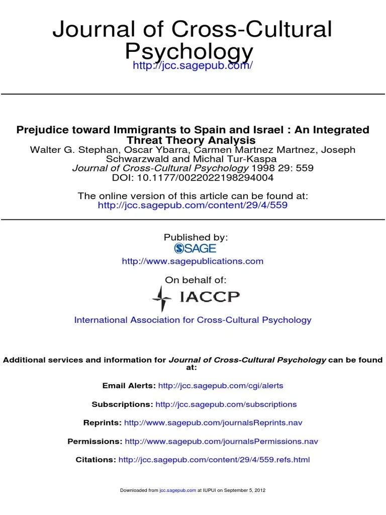 Integrated Threat Theory PDF Psychology Science