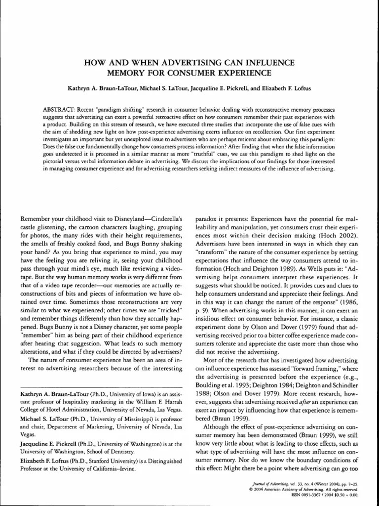 BraunLaTour, LaTour, Pickrell Loftus, 2004 PDF