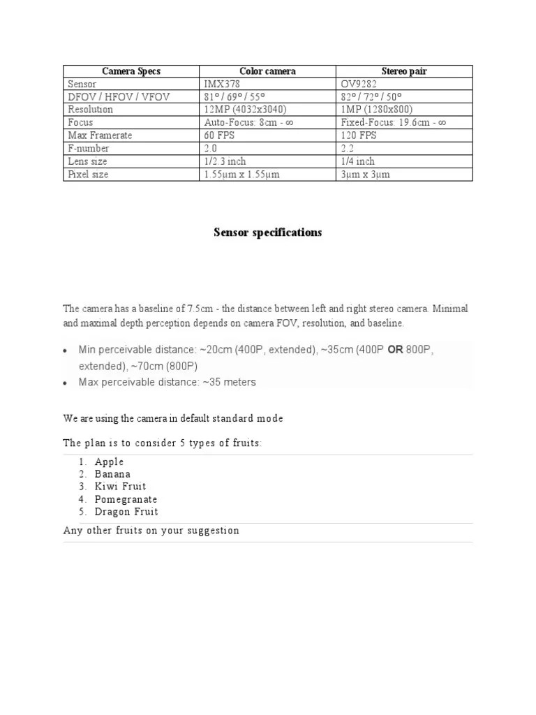 Camera Specs PDF