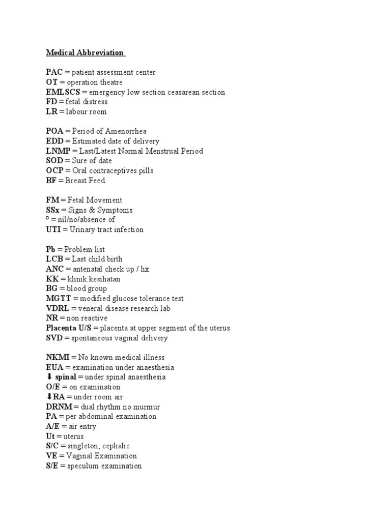 Medical Abbreviation PDF