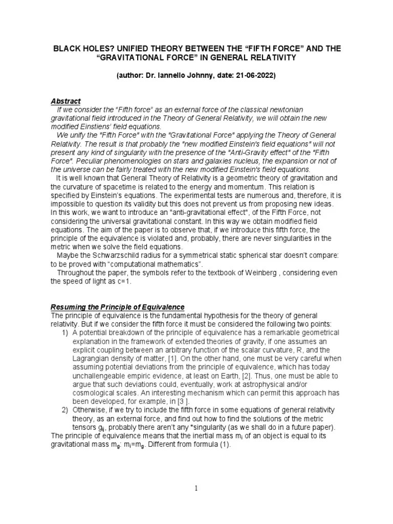 Black Holes Do Not Exist? Unified Theory Between The Fifth Force and