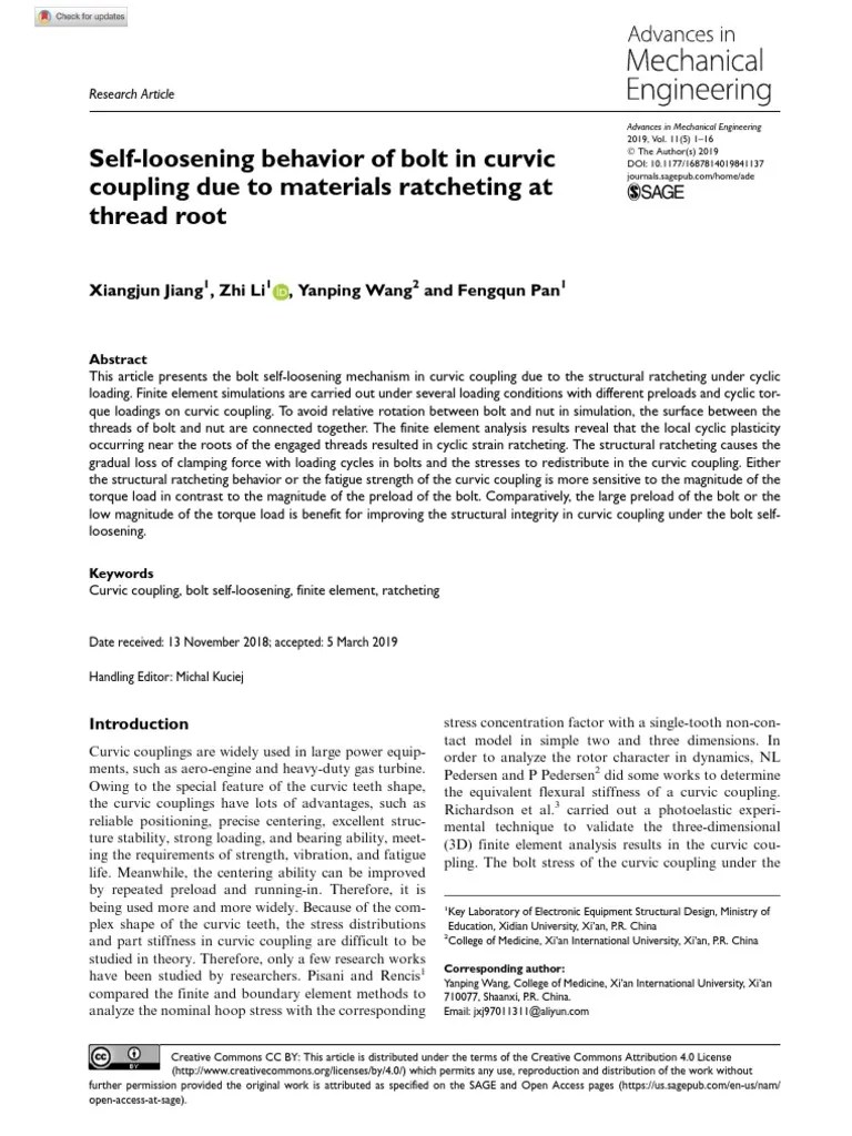 SelfLoosening Behavior of Bolt in Curvic Coupling PDF