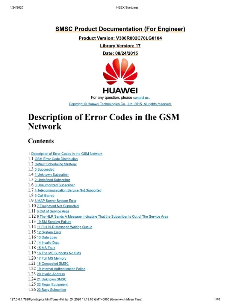 SMS GSM Error Codes PDF