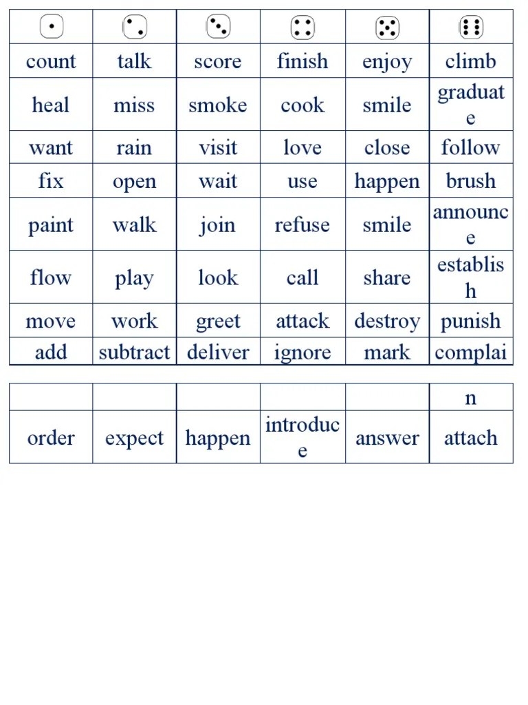 ROLL A DICE VERB PDF