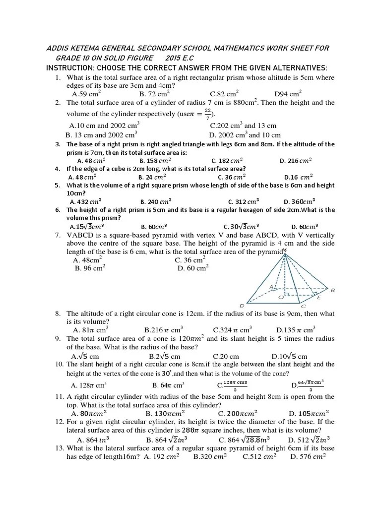 MATHS GRADE 10 WORKSHEET SIX PDF