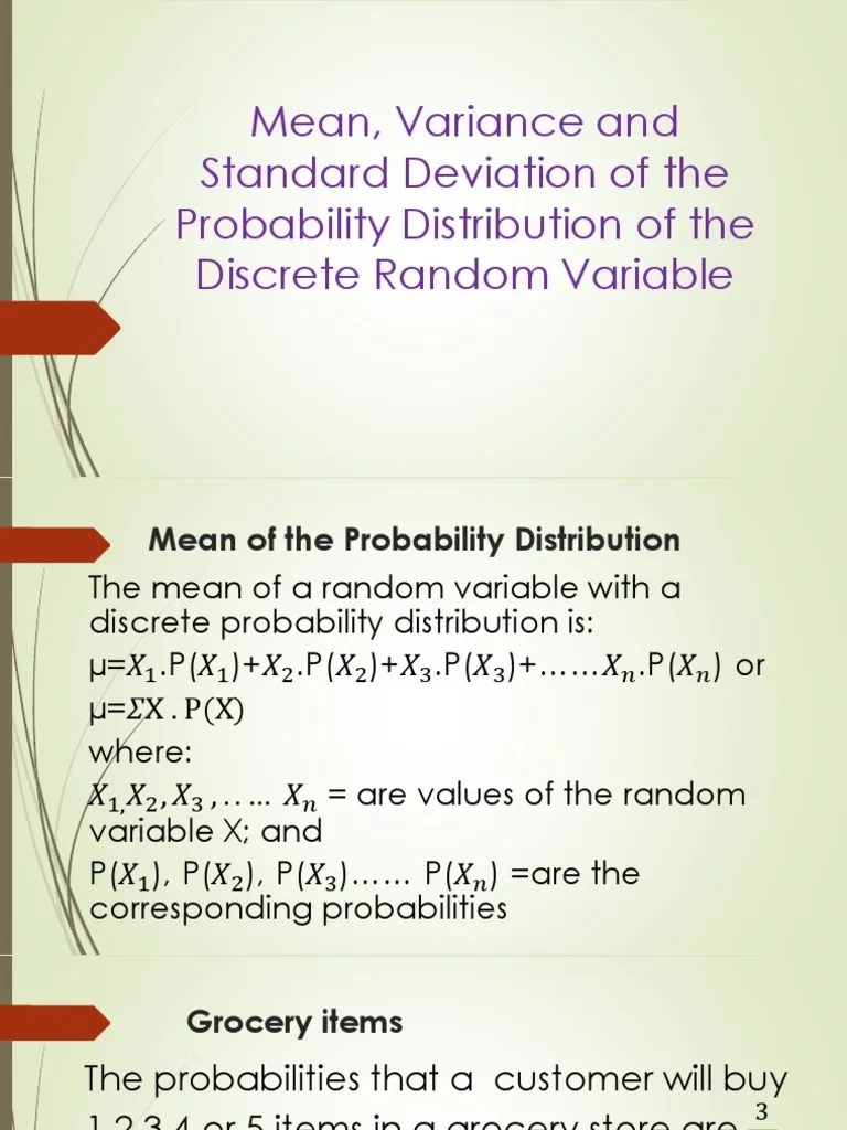 Steps in Finding The Mean Variance and Standard Deviation of The Probability Distribution of The