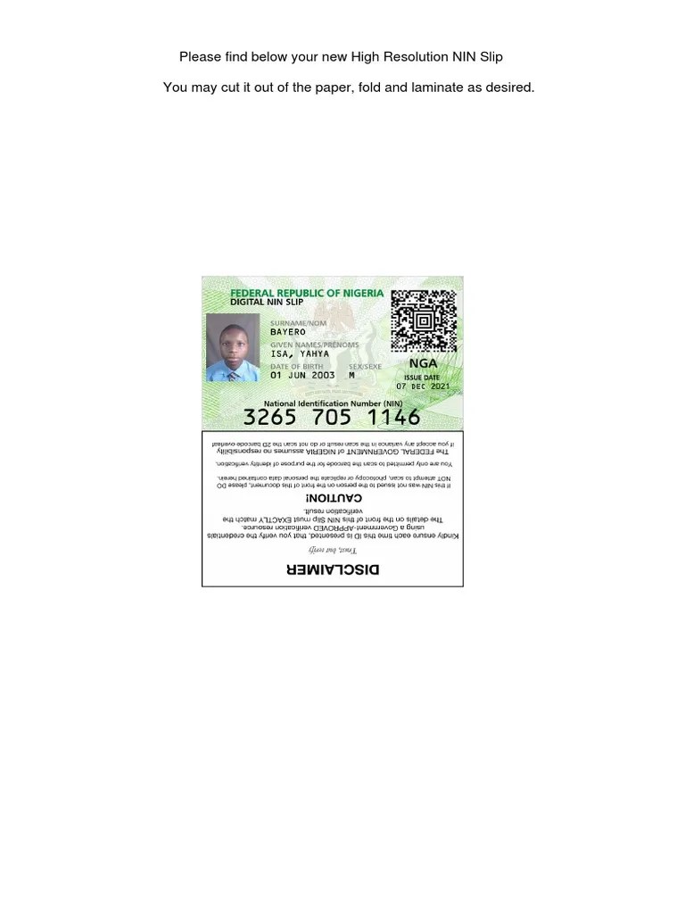 My National Identity Card PDF