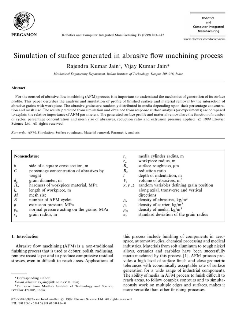 Simulation of Surface Generated in Abrasive Flow Machining Process