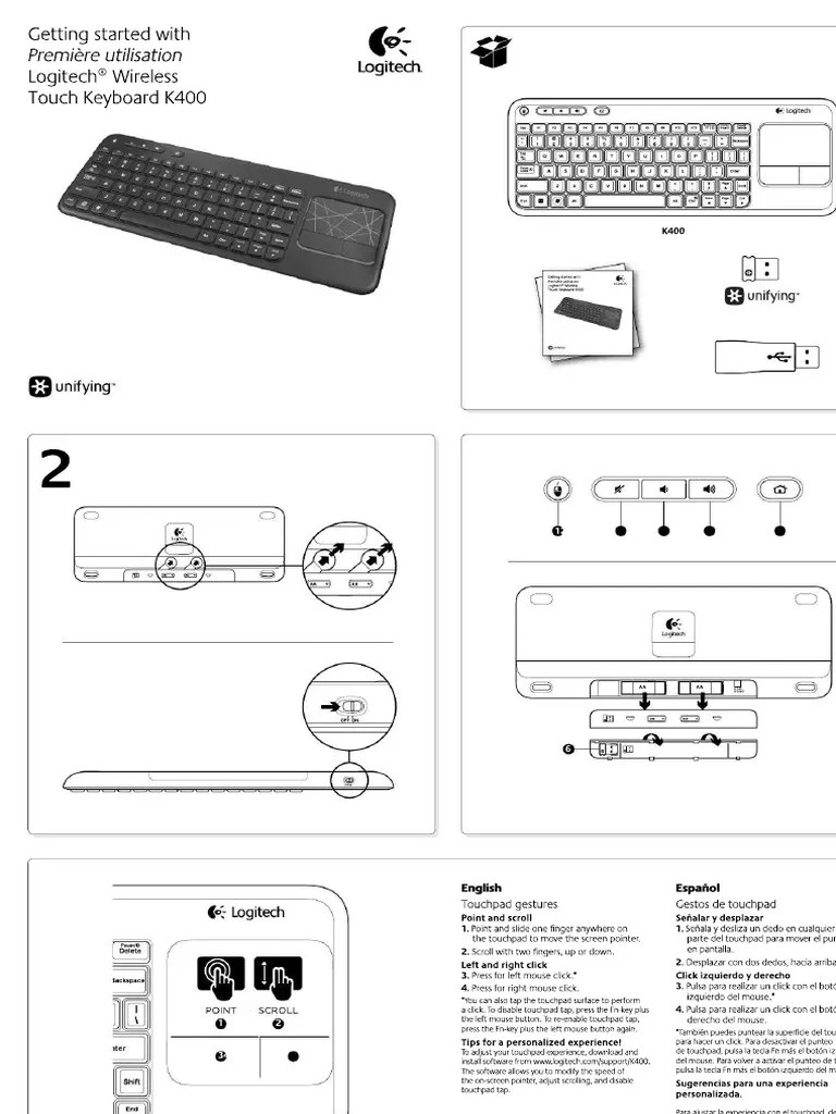 Manual de Instruções Logitech K400 Plus (Português - 2 Páginas) | PDF