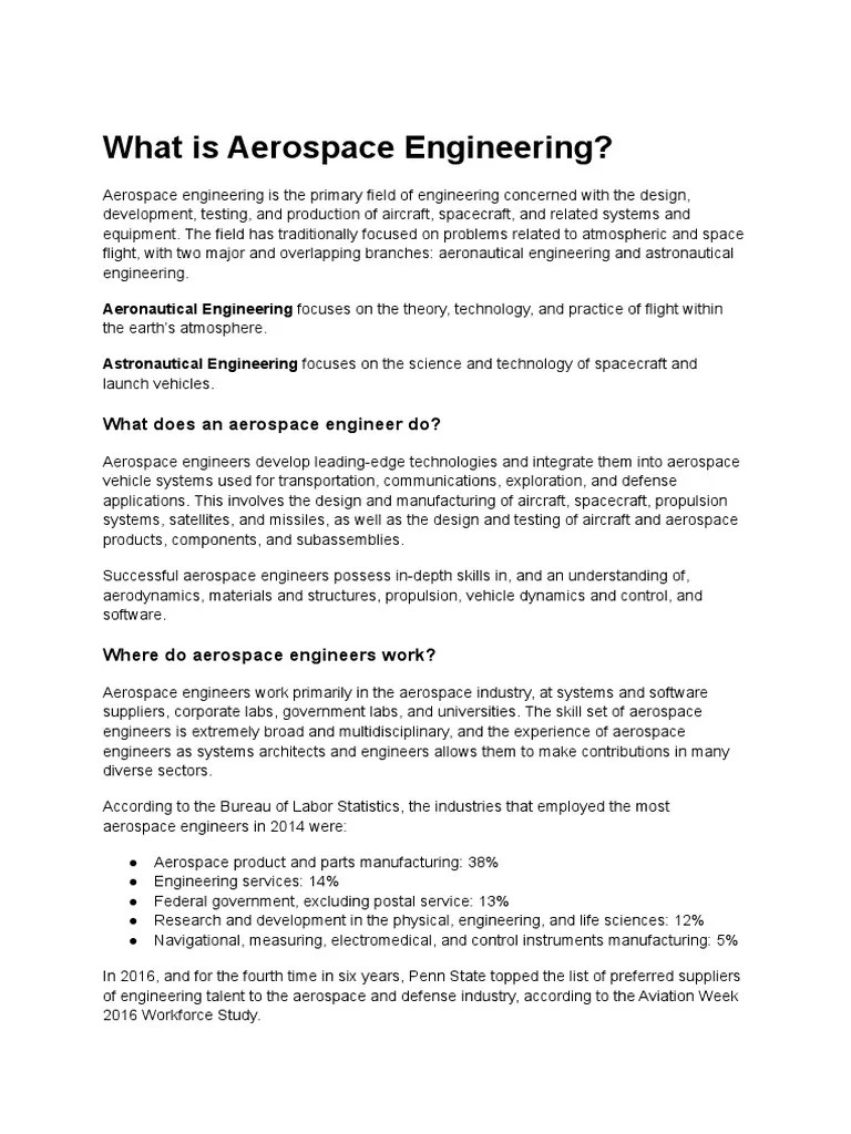 What Is Aerospace Engineering PDF