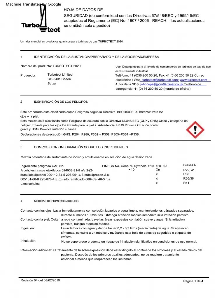 Turbotect 20202 PDF Agua Mercurio (Elemento)