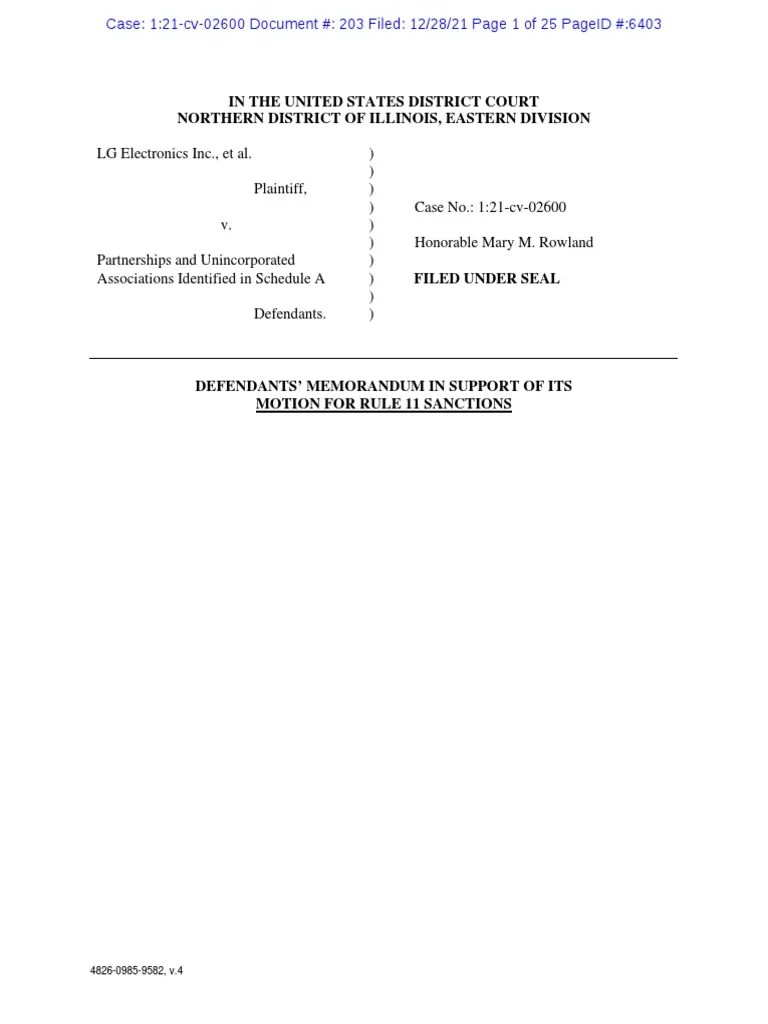 LG v. Schedule A Brief ISO Sanctions Download Free PDF Federal