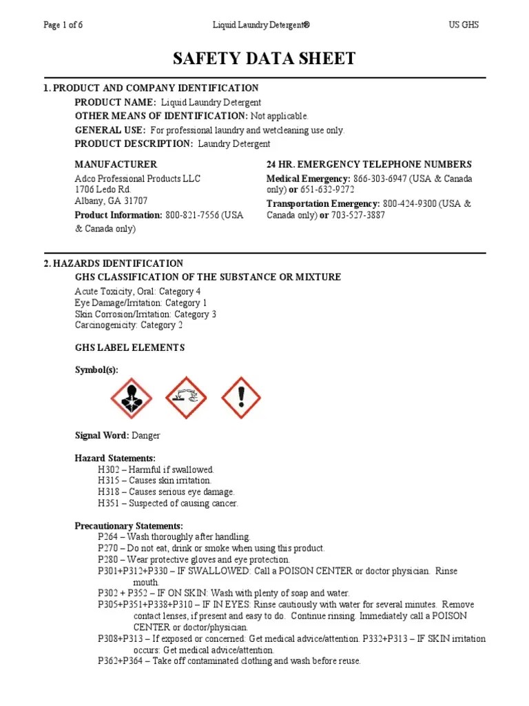 LiquidLaundryDetergentGHSSDS PDF Resource Conservation And