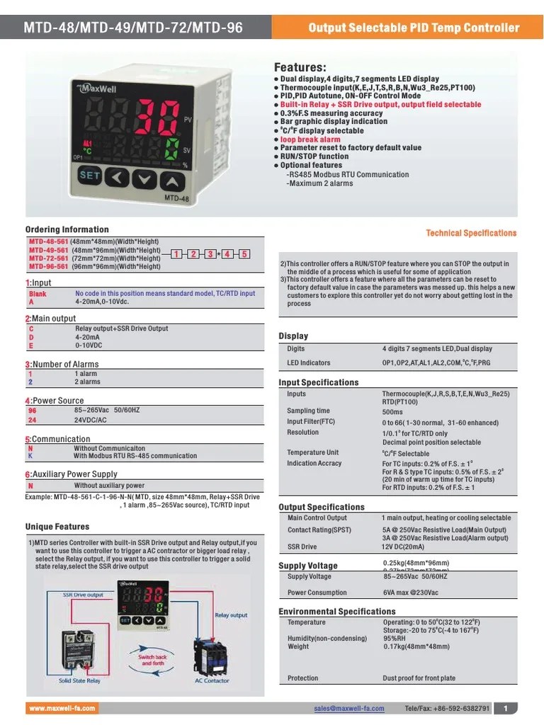 MaxwellCatalog (MTD Temperature Controller) PDF