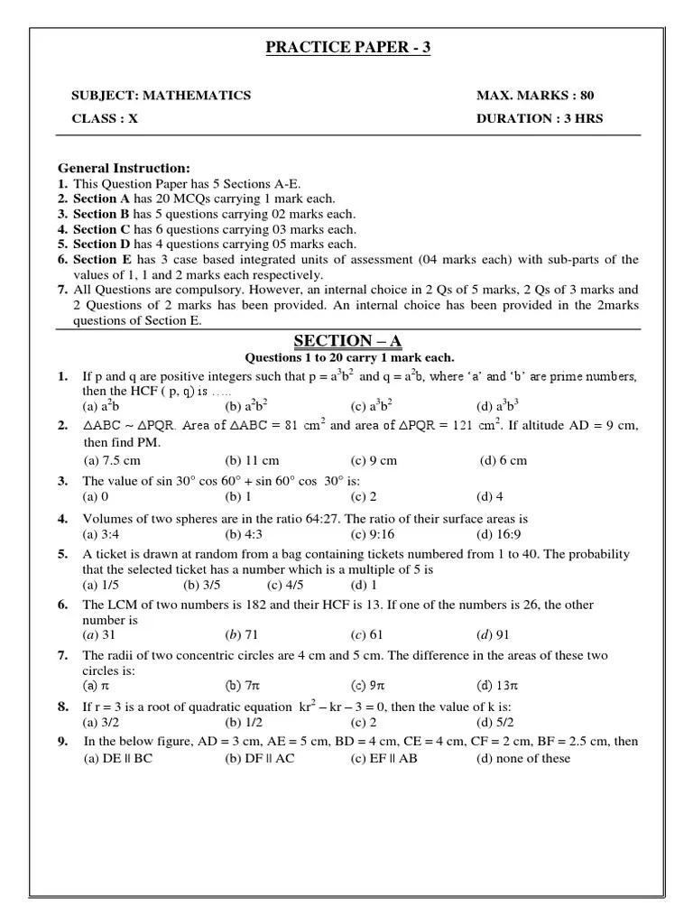 MathsClassX Paper 3 PDF PDF Circle Trigonometric Functions