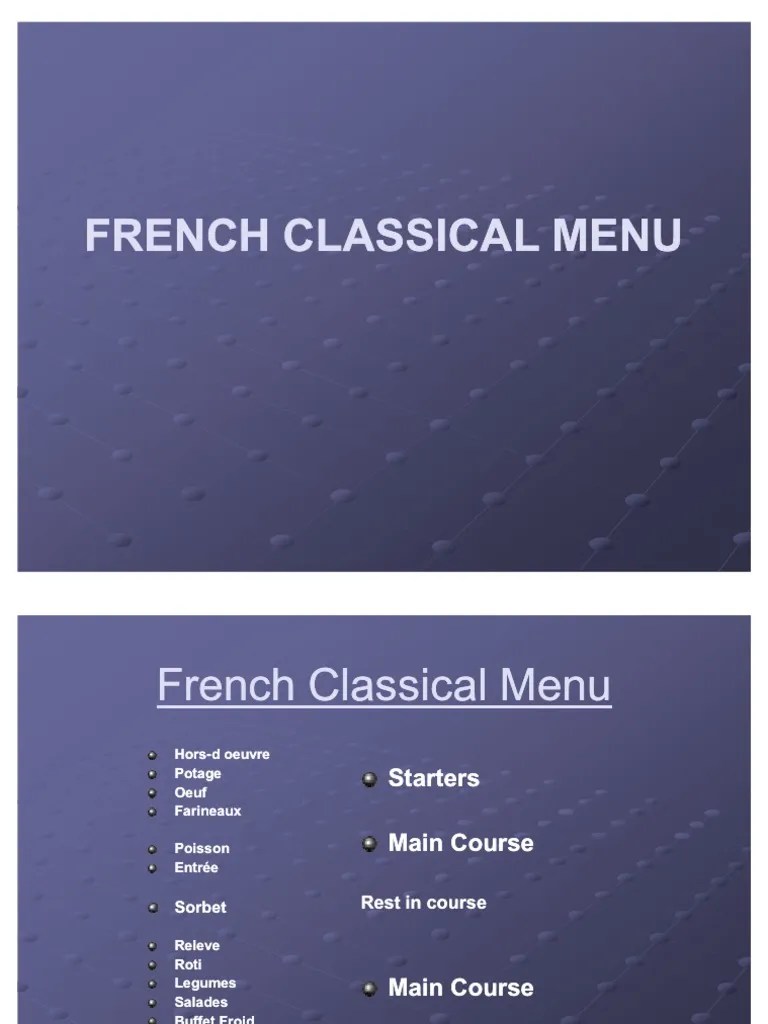 French Classical Menu PDF Entrée Salad