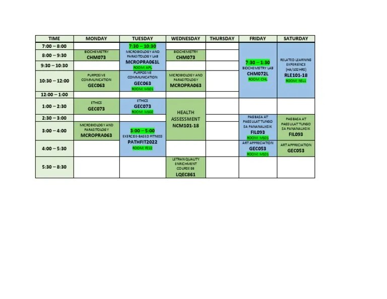 MICHAEL SCHEDULE PDF